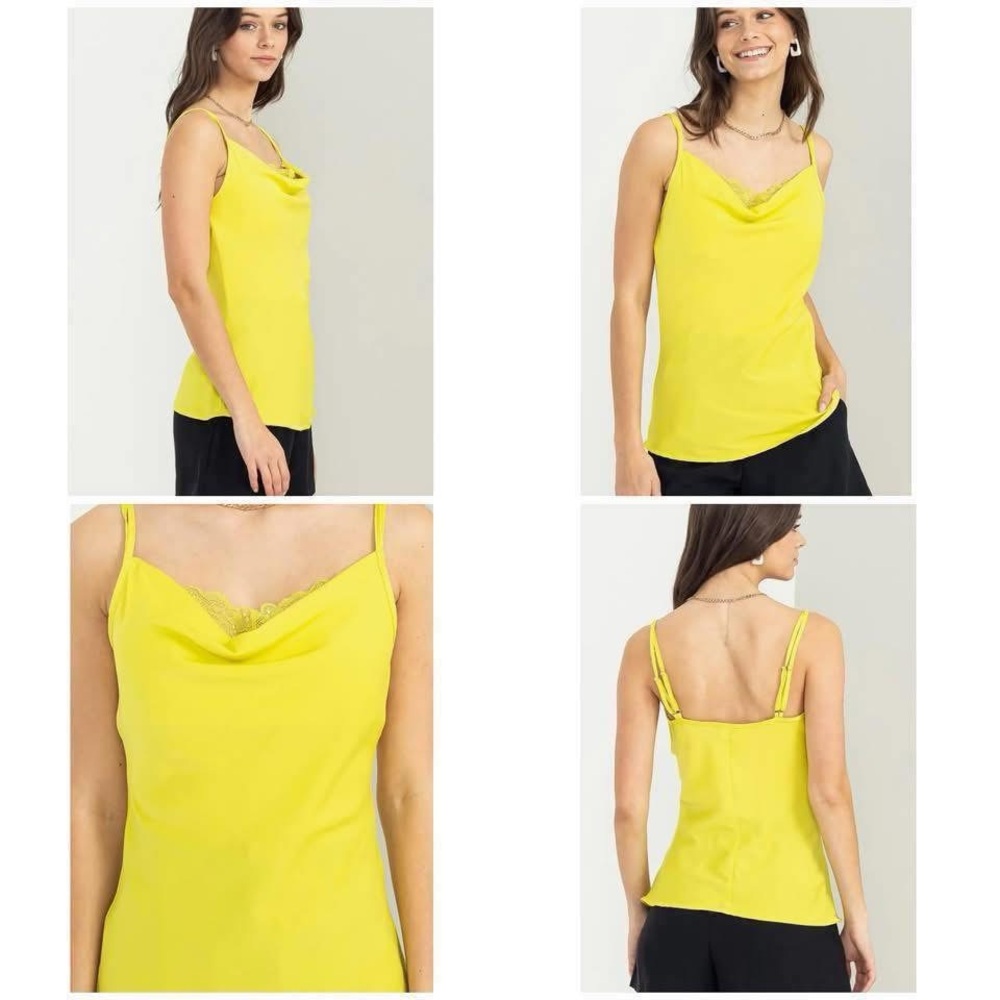 Love Lace Cowl Neck Cami Tank